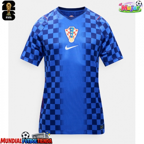 Camiseta Croacia Segunda Equipación Replica Mundial 2026 para mujer mangas cortas